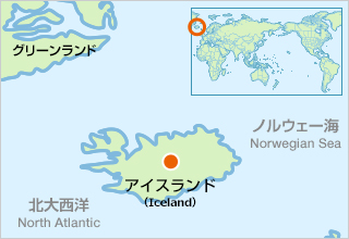 世界地図：アイスランド